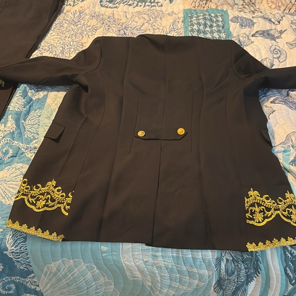 Black Blazer with Gold Embroidery - Elegant Men's Suit Jacket - Picture 4 of 6